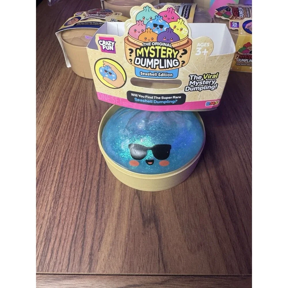 RMS Mystery Dumpling SEASHELL EDITION Blue Glitter Squishy Toy ULTRA RARE CHASE
